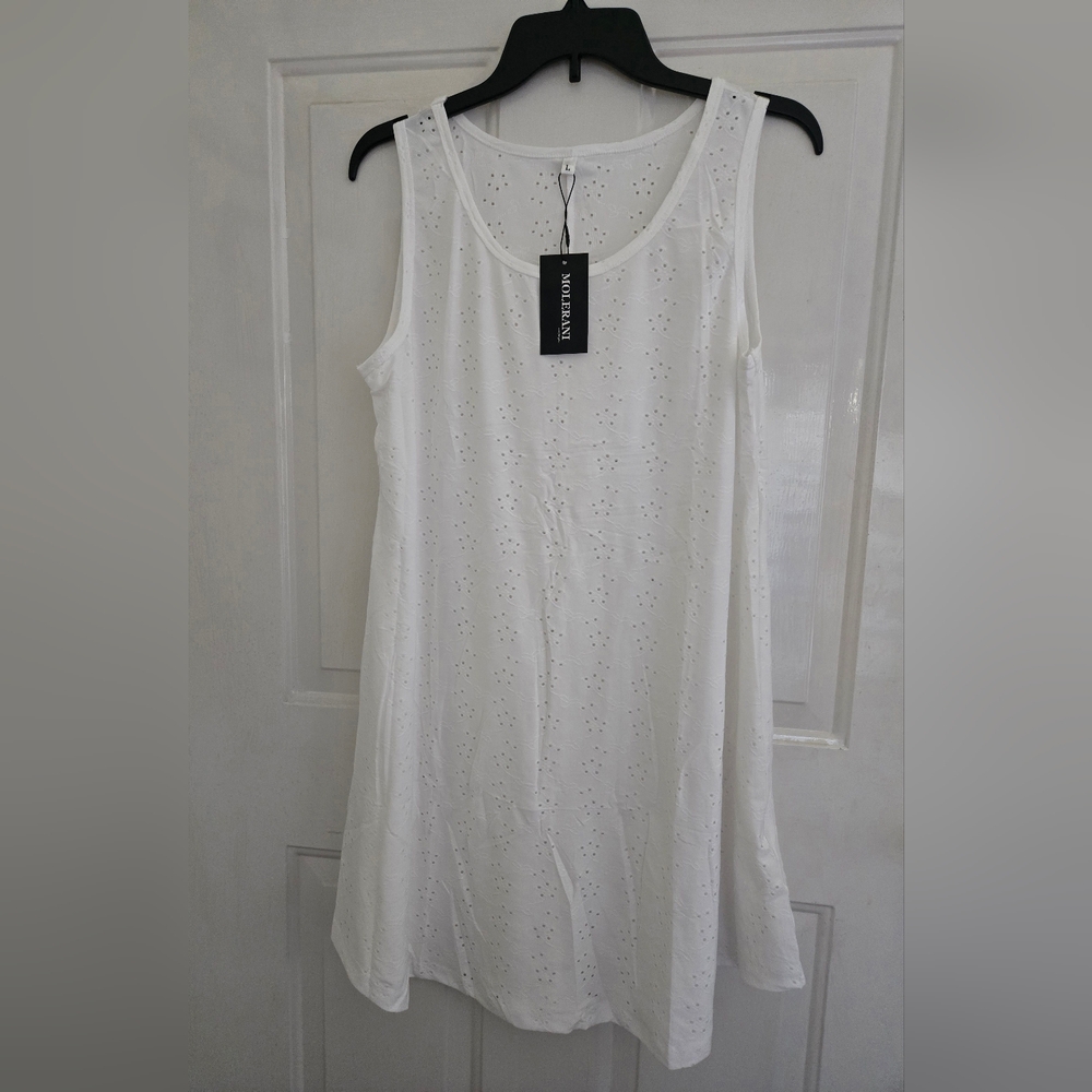 New White Eyelet Sleeveless Dress
